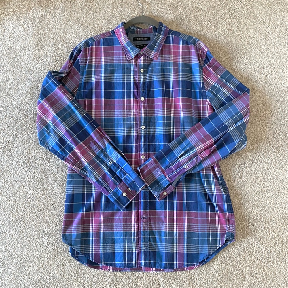 Banana Republic custom 078 Wash Button Up Shirt Camden Fit Plaid